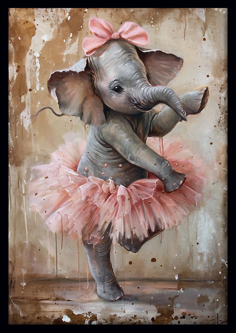 Ballerina Baby Elephant in Tutu – Cute Nursery Canvas Print & Poster – T834 – AiPrintLab