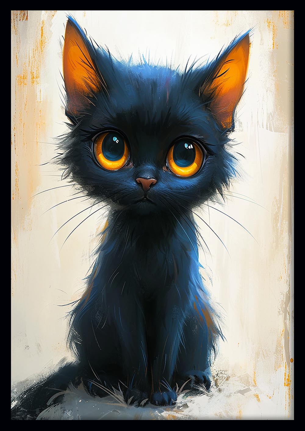 Big-Eyed Black Kitten – Adorable Wide-Eyed Cat Canvas & Poster Wall Art – T1292 – AiPrintLab