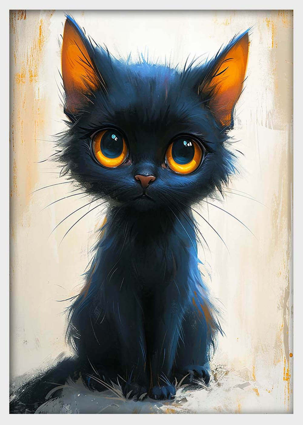 Big-Eyed Black Kitten – Adorable Wide-Eyed Cat Canvas & Poster Wall Art – T1292 – AiPrintLab