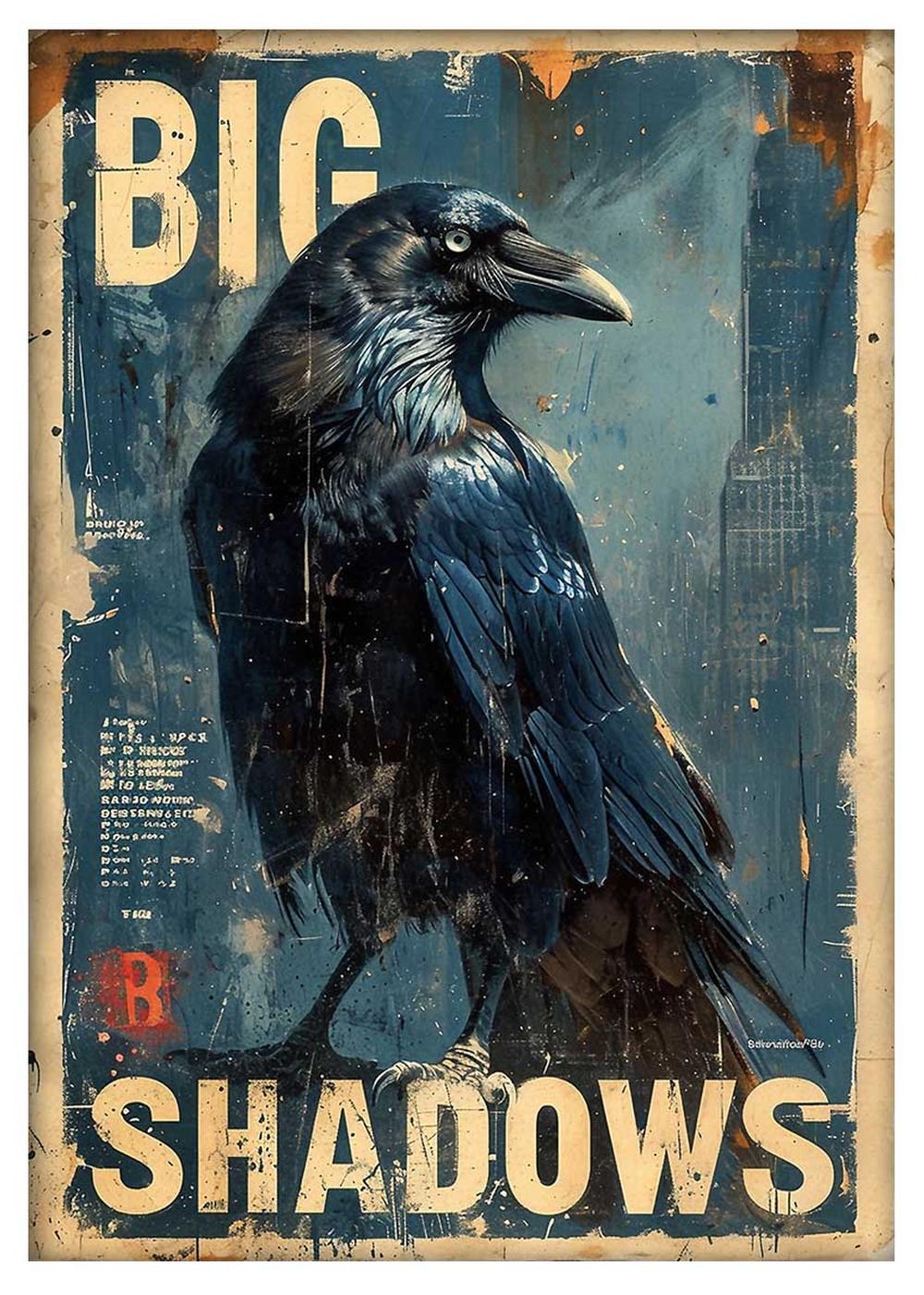 Big Shadows Raven Vintage-Style Canvas Print & Poster – T612 – AiPrintLab