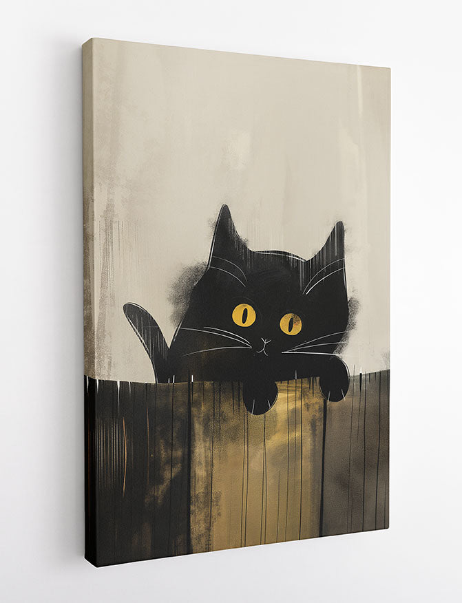 Black Cat Wall Art Print, Minimalist Animal Canvas Poster – T975 – AiPrintLab