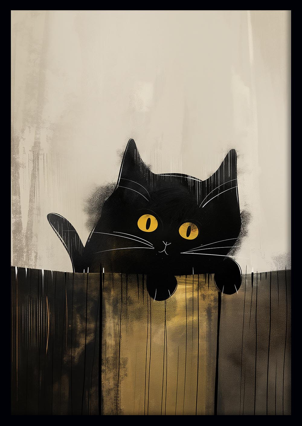 Black Cat Wall Art Print, Minimalist Animal Canvas Poster – T975 – AiPrintLab