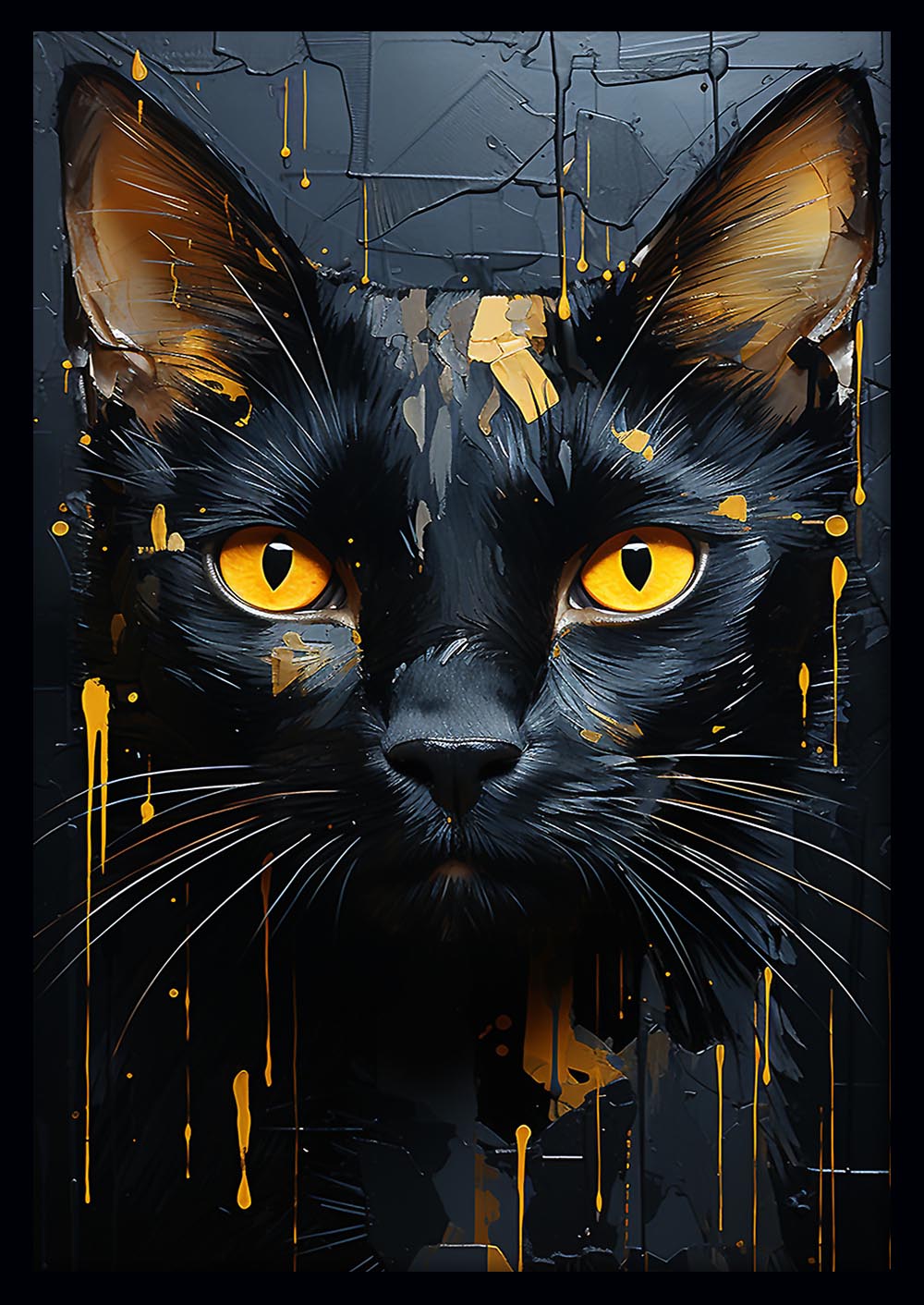Black Cat with Golden Eyes Abstract Art – T538 – AiPrintLab