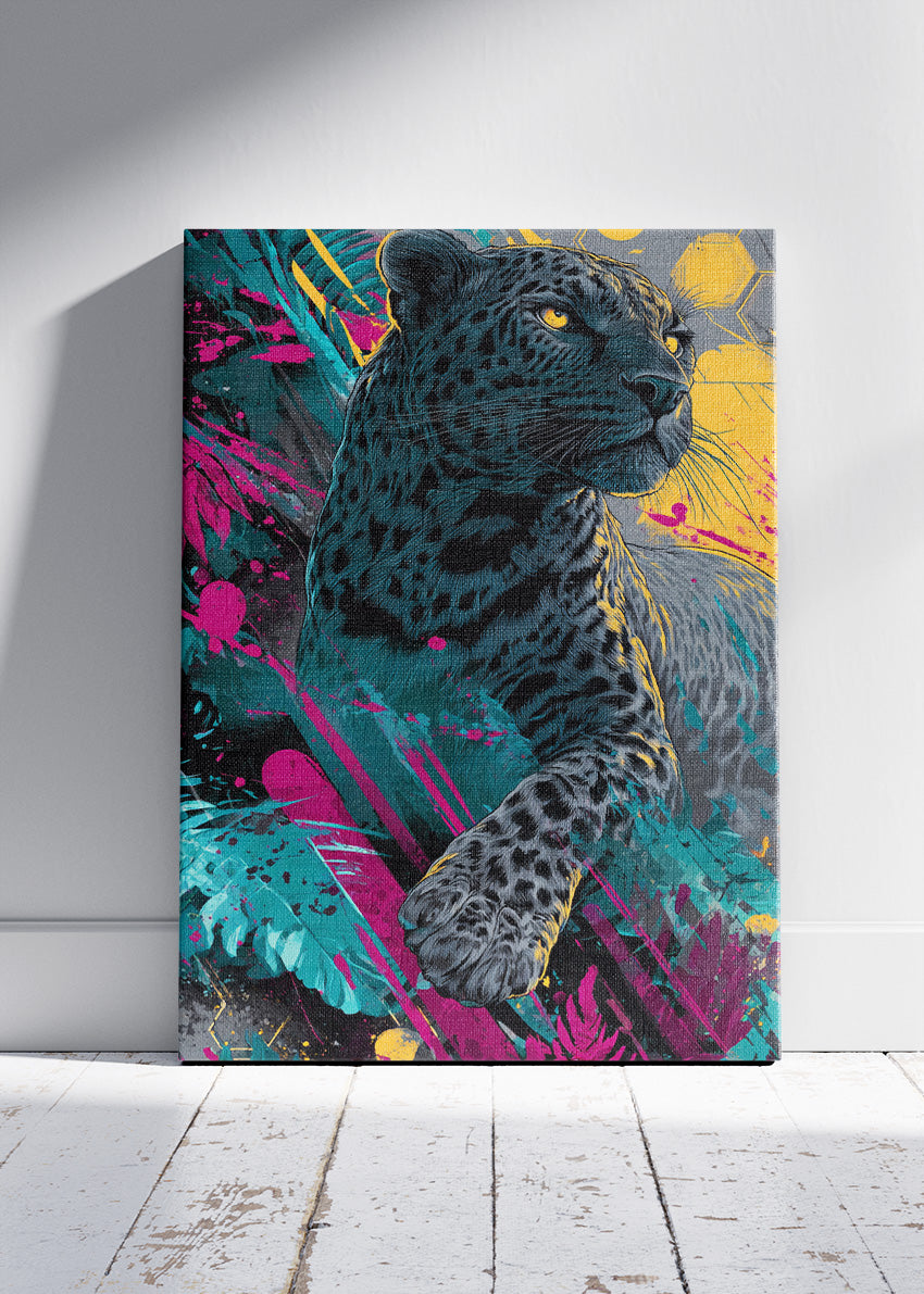 Black Panther Canvas Print & Poster – Abstract Neon Animal Wall Art – Modern Statement Decor – AI PRINT LAB