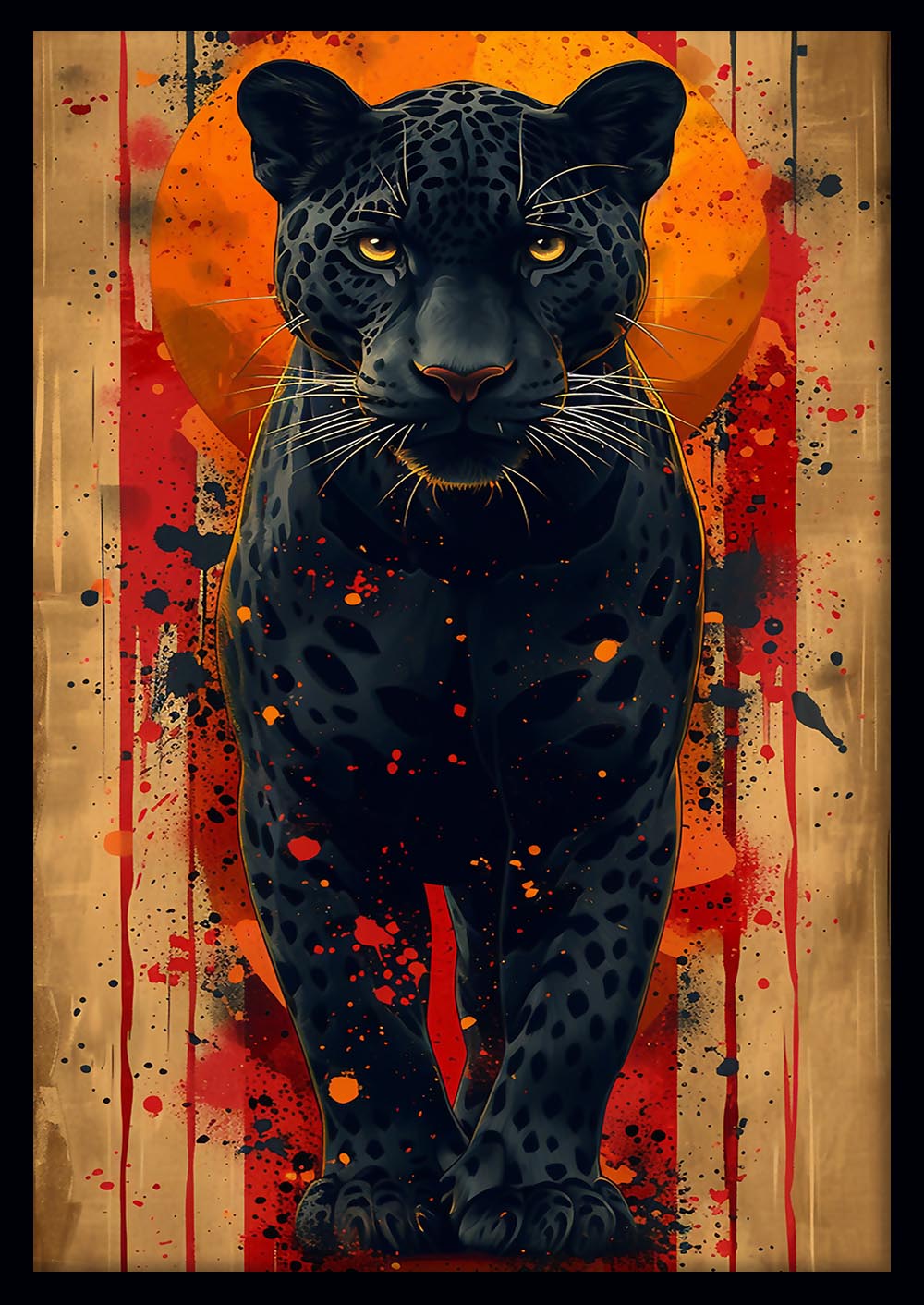 Black Panther Walk – Bold Jungle Canvas & Poster Art – T825 – AiPrintLab