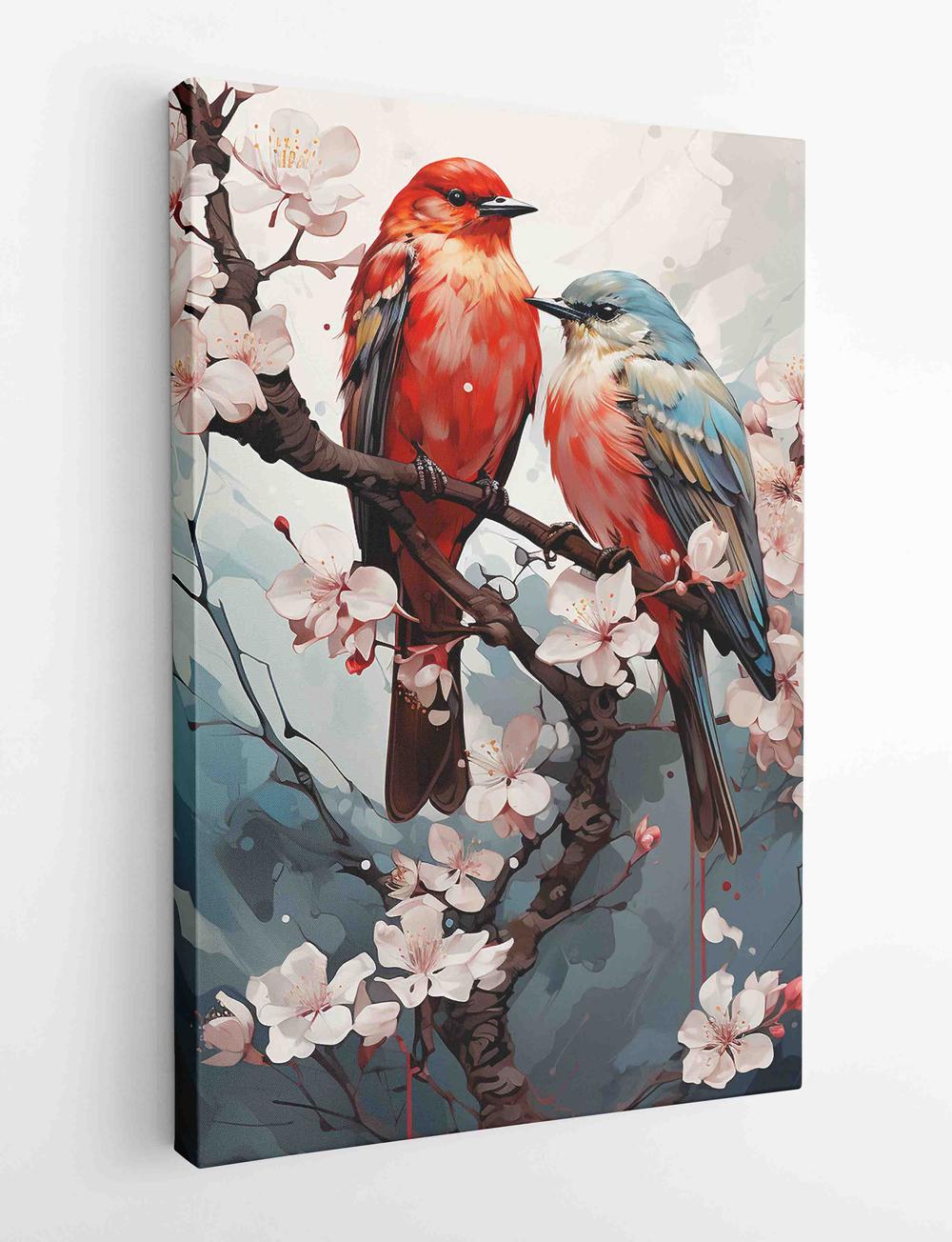 Blossom Birds on Cherry Branch Canvas Print & Poster – T490 – AiPrintLab