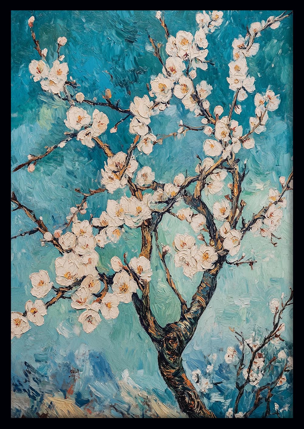Blossoming Almond Tree – Van Gogh Inspired Floral Canvas & Poster Wall Art – T1035 – AiPrintLab