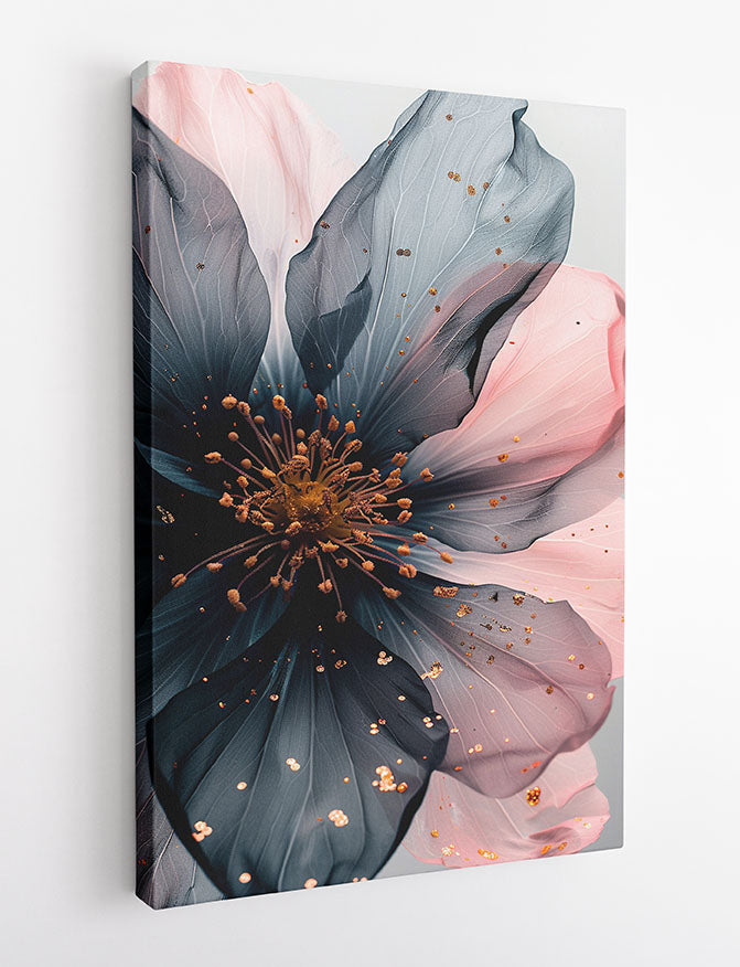 Blush & Charcoal Bloom – Elegant Floral Canvas & Poster Wall Art – T1022 – AiPrintLab