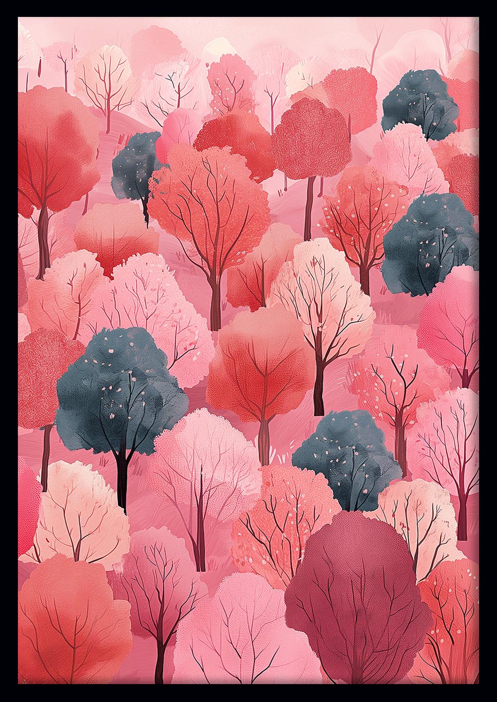 Blush Pink Forest – Dreamy Tree Landscape Canvas & Poster Wall Art – T1203 – AiPrintLab