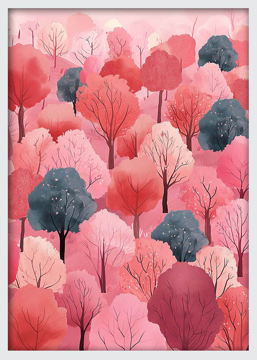 Blush Pink Forest – Dreamy Tree Landscape Canvas & Poster Wall Art – T1203 – AiPrintLab
