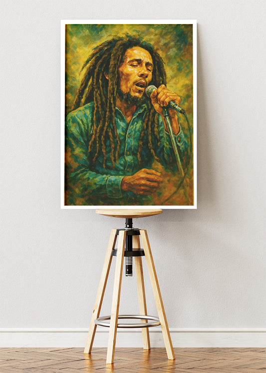 Bob Marley Singing Portrait Wall Art Poster & Canvas
