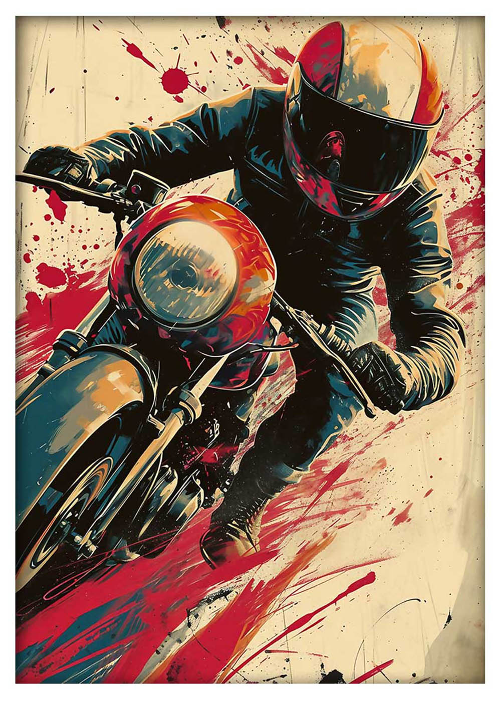 Bold Motorcycle Rider Street Art Canvas & Poster – T704 – AiPrintLab