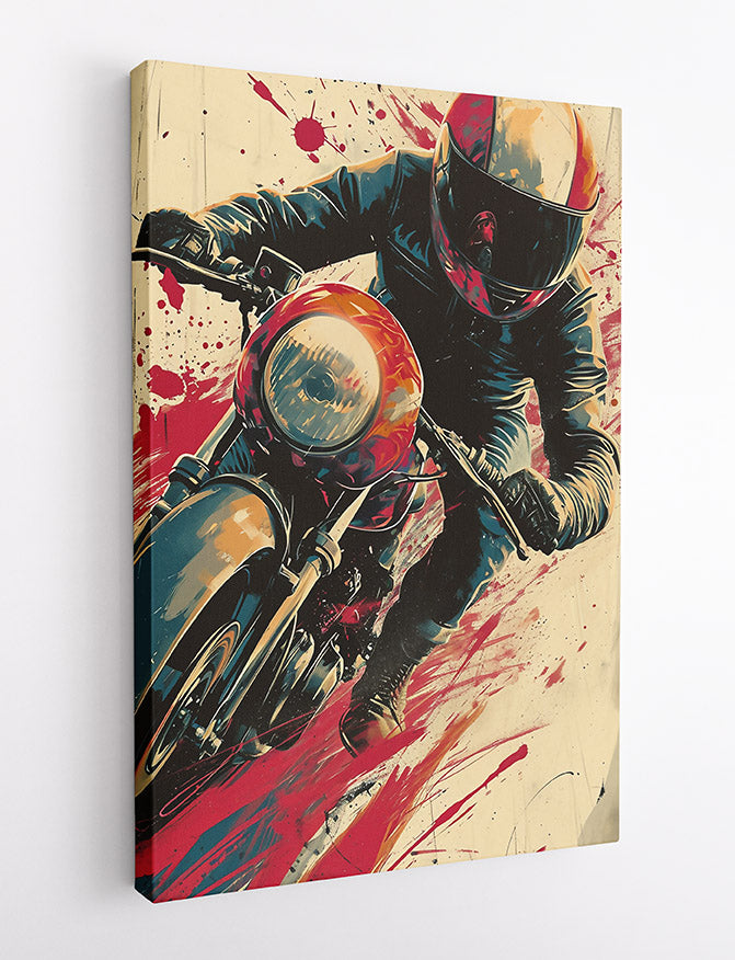 Bold Motorcycle Rider Street Art Canvas & Poster – T704 – AiPrintLab