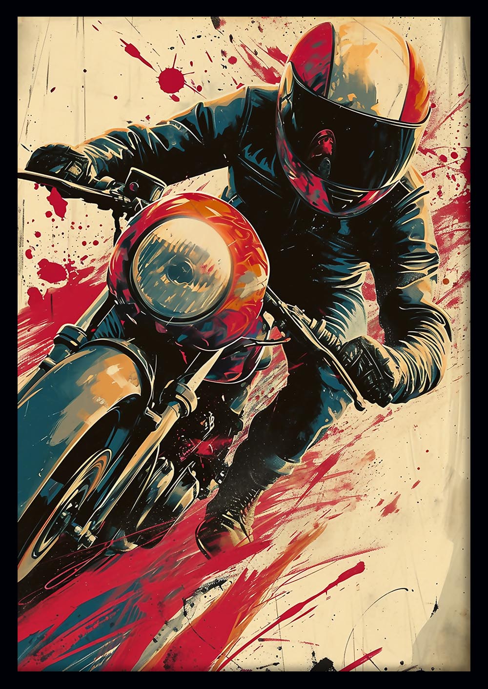 Bold Motorcycle Rider Street Art Canvas & Poster – T704 – AiPrintLab