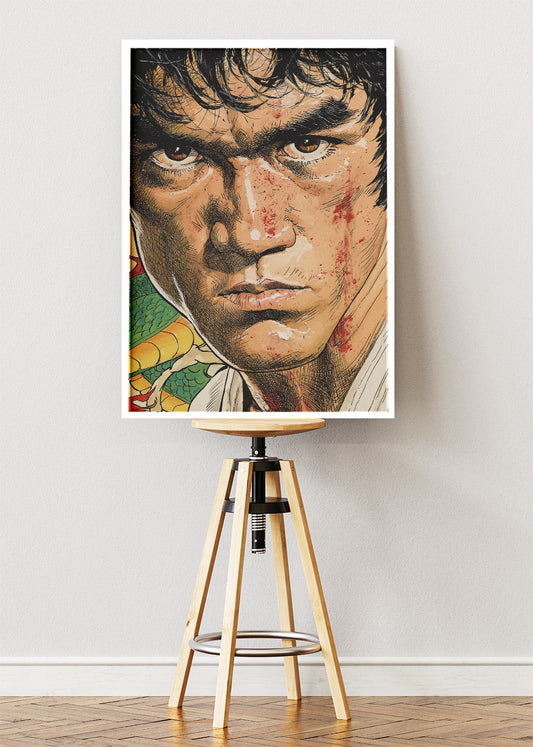 Bruce Lee Martial Arts Legend Portrait Wall Art Poster & Canvas Print