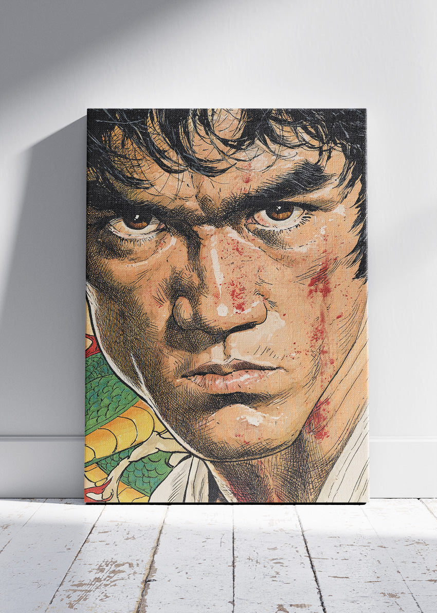Bruce Lee Martial Arts Legend Portrait Wall Art Poster & Canvas Print