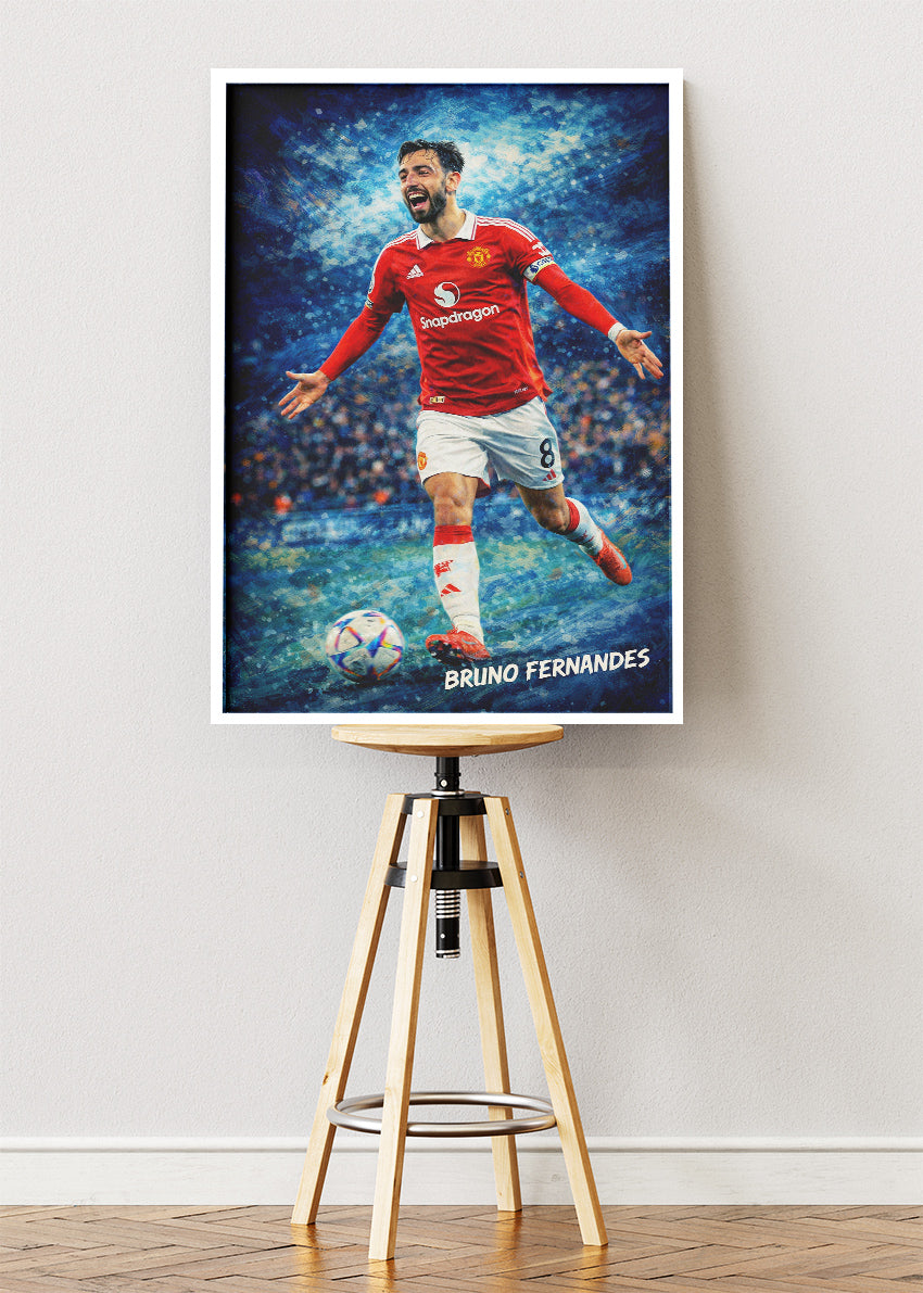 Bruno Fernandes Manchester United Action Poster Canvas & Print – AI PRINT LAB