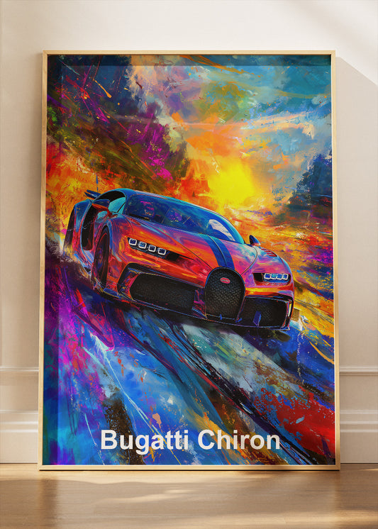 Bugatti Chiron Supercar Art Poster & Canvas Print – High-Performance Luxury Wall Art
