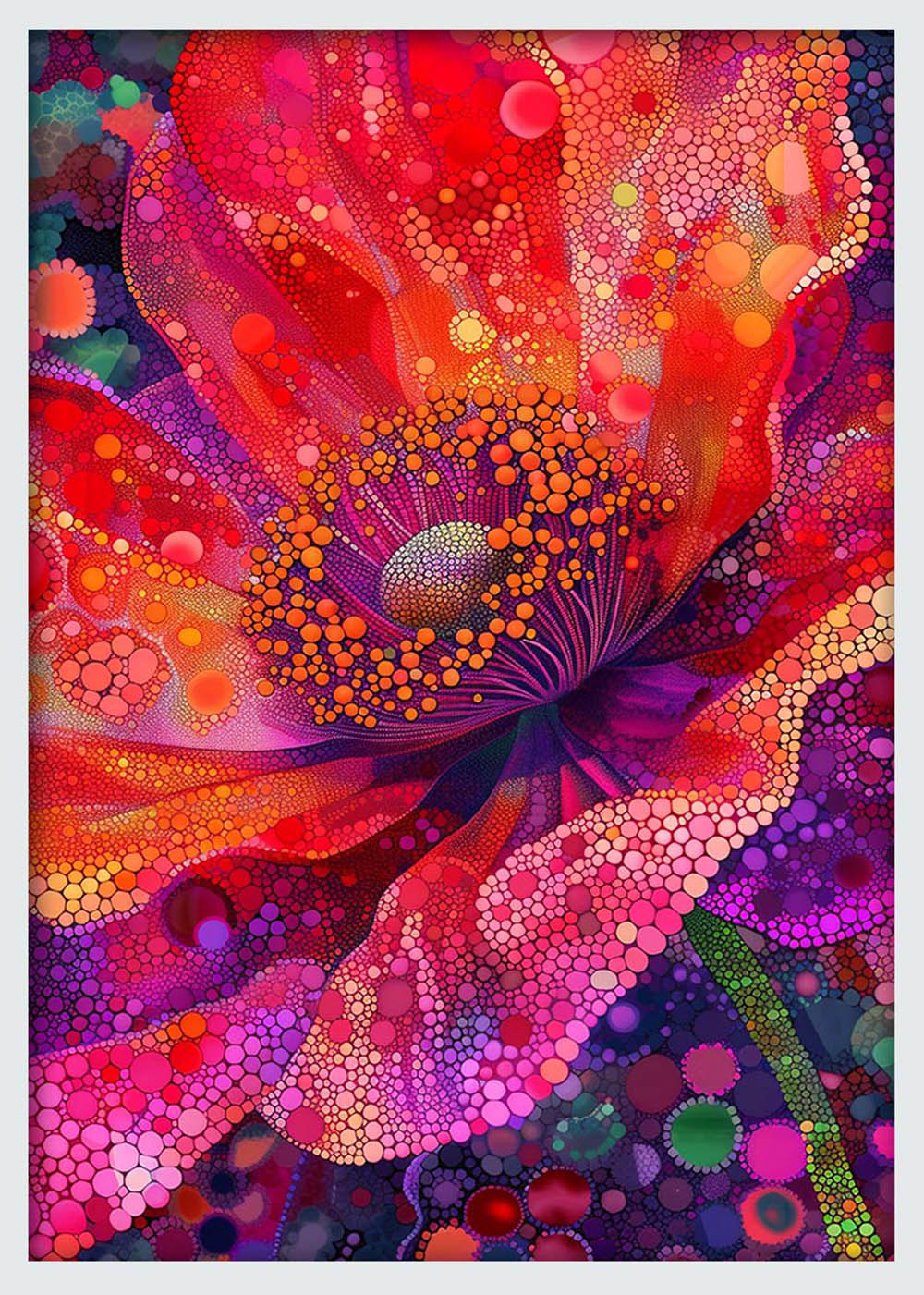 Bursting Bloom Mosaic – Colorful Abstract Flower Canvas & Poster Art – T1246 – AiPrintLab
