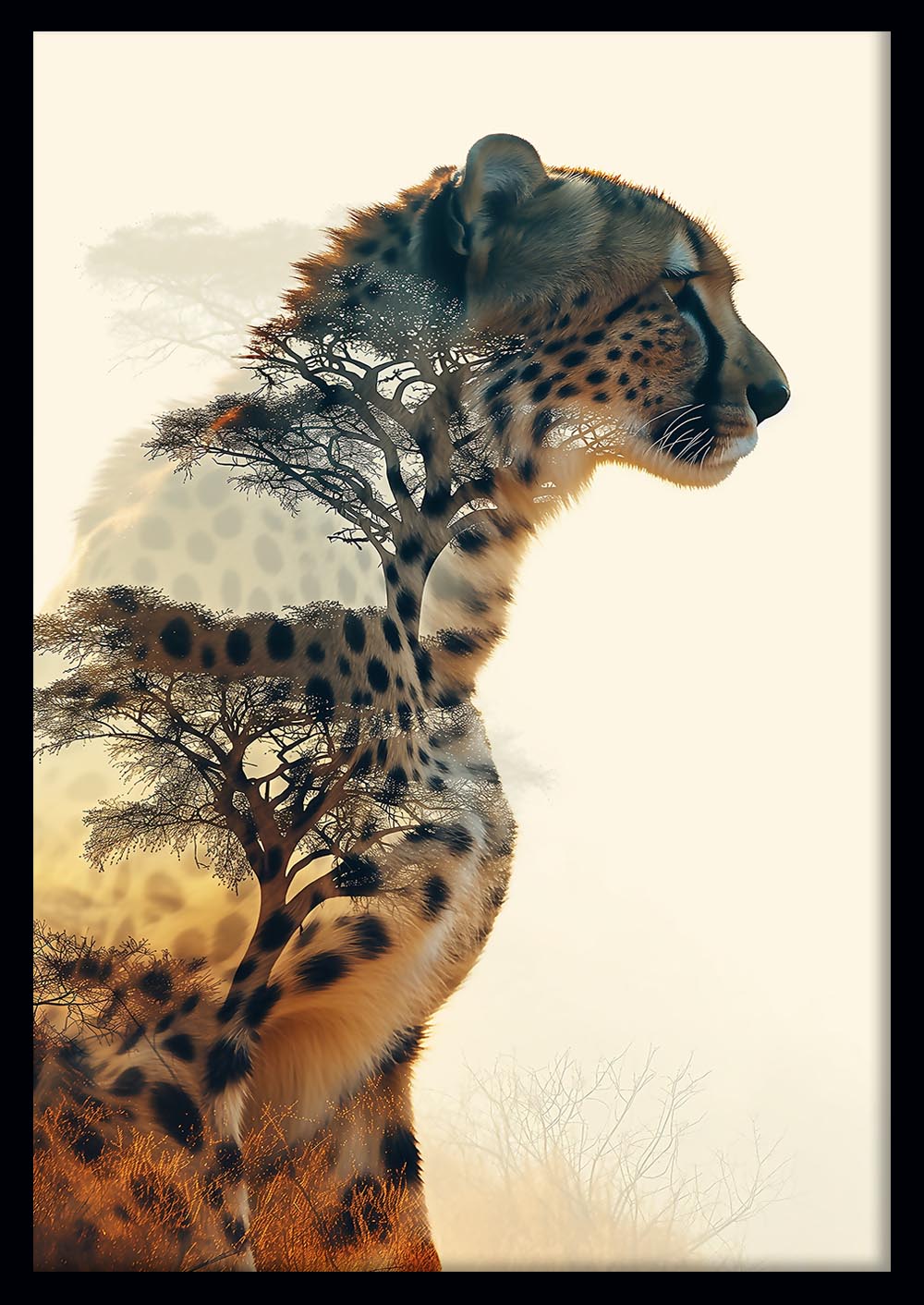 Cheetah Spirit – Double Exposure Wildlife Canvas Wall Art – T863 – AiPrintLab