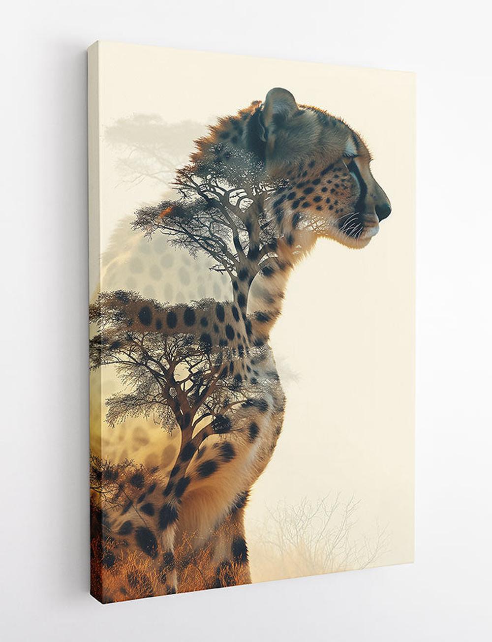 Cheetah Spirit – Double Exposure Wildlife Canvas Wall Art – T863 – AiPrintLab