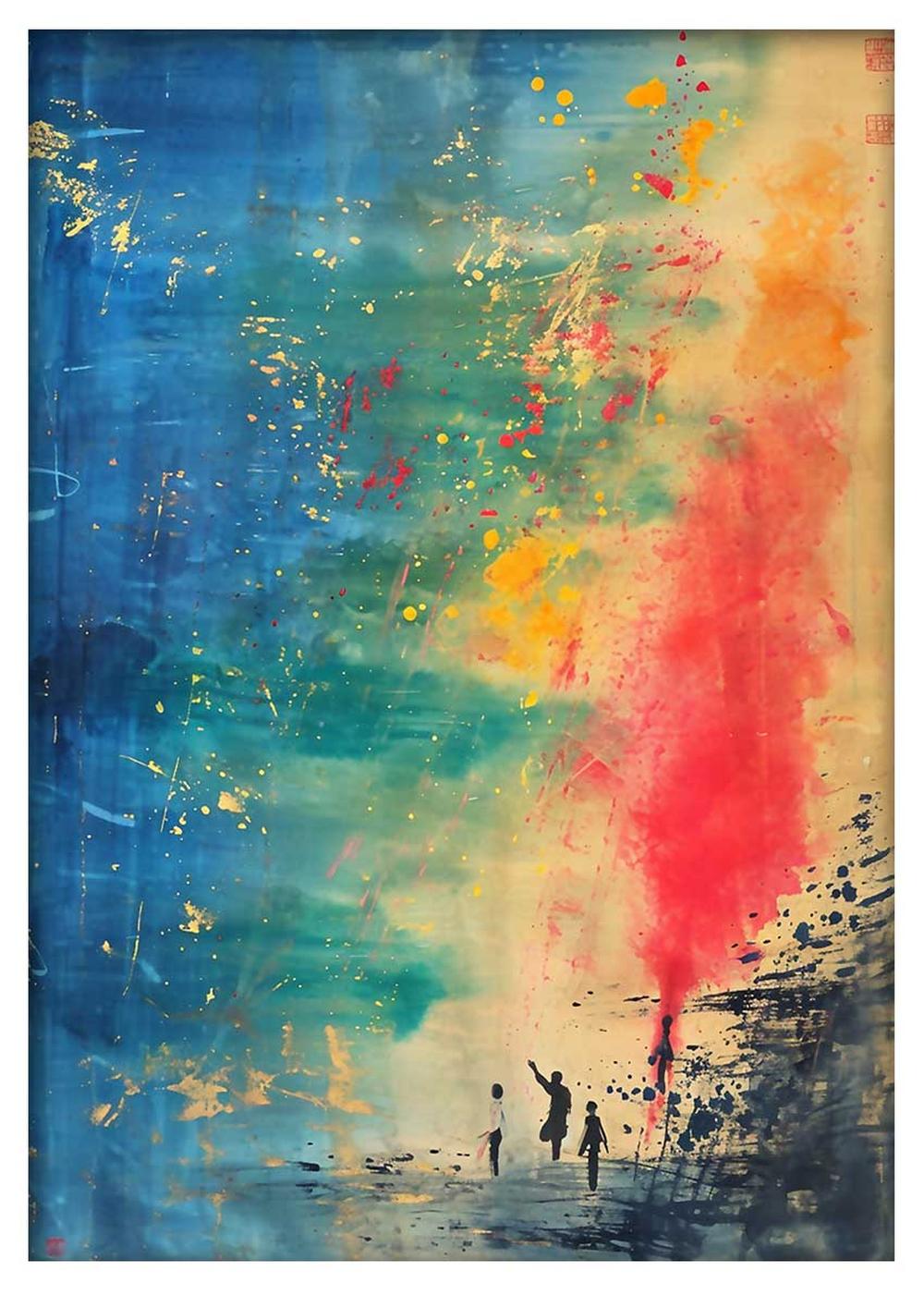 Children in Color – Abstract Watercolor Canvas & Poster Art – T821 – AiPrintLab