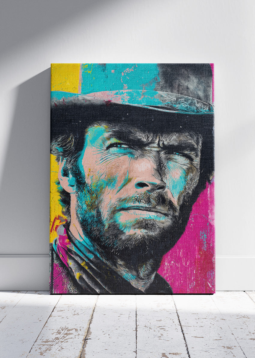 Clint Eastwood Western Portrait Wall Art Poster & Canvas