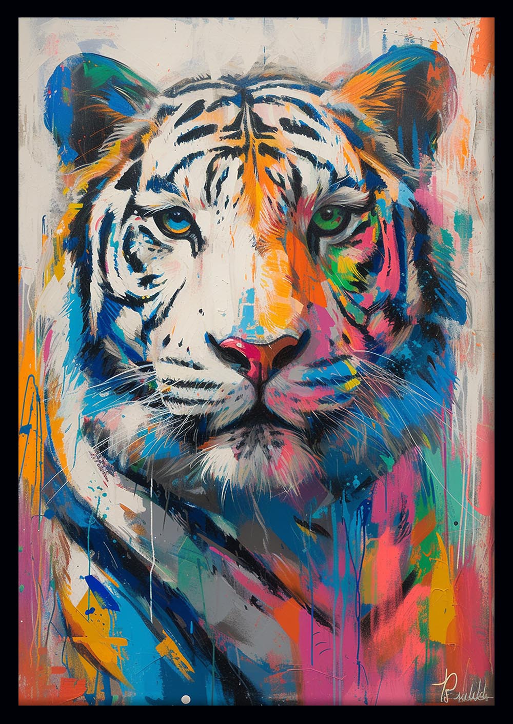 Color Explosion Tiger – Vibrant Pop Art Animal Canvas Wall Print – T954 – AiPrintLab