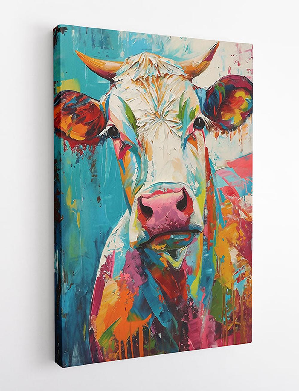 Color Splash Cow – Vibrant Abstract Farm Animal Canvas Wall Art – T867 – AiPrintLab