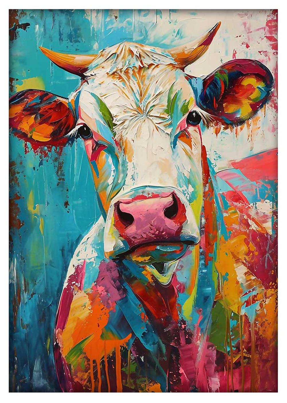 Color Splash Cow – Vibrant Abstract Farm Animal Canvas Wall Art – T867 – AiPrintLab