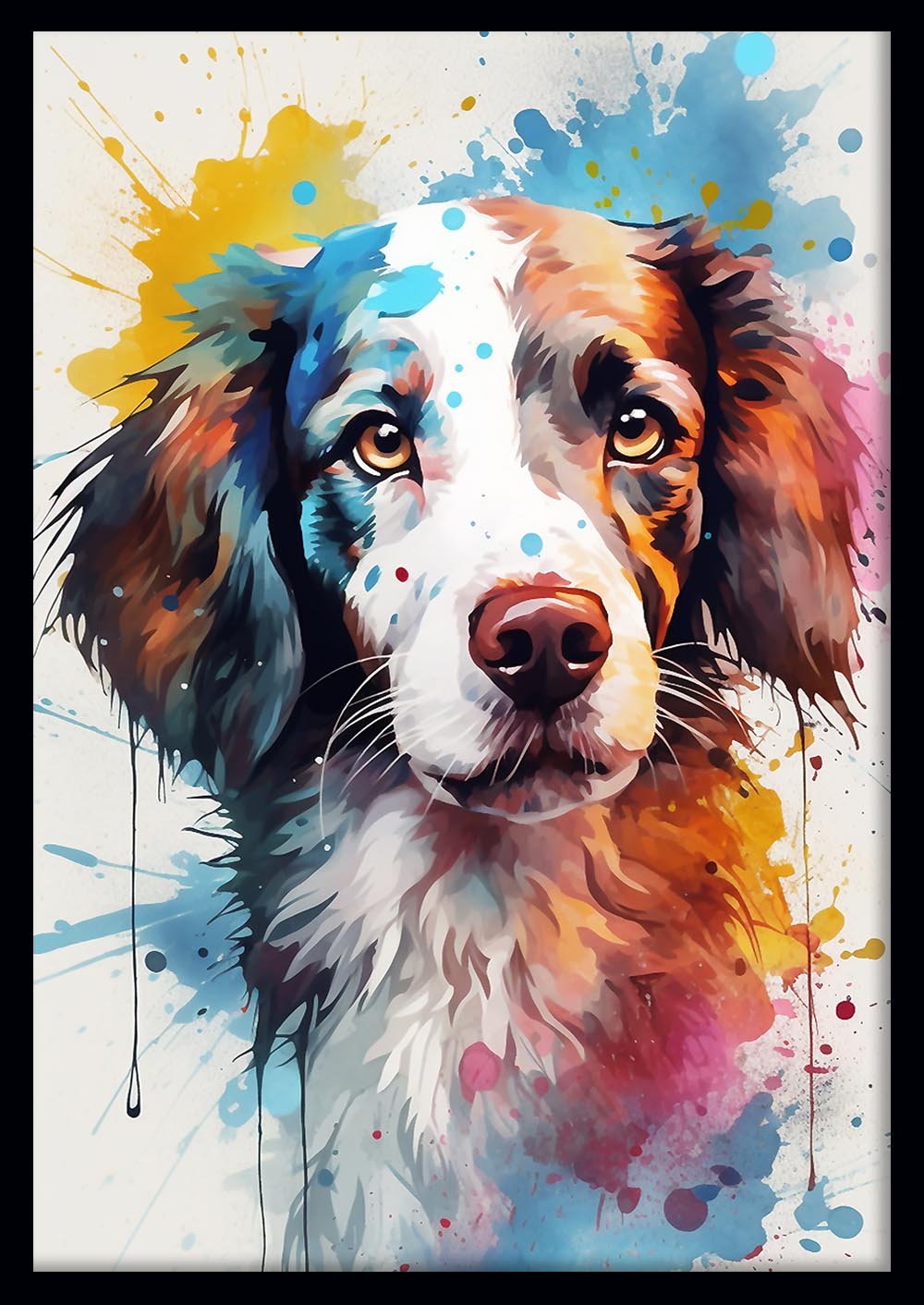 Color Splash Dog Portrait Canvas Art & Poster – T654 – AiPrintLab