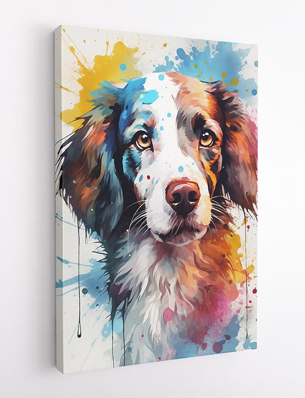 Color Splash Dog Portrait Canvas Art & Poster – T654 – AiPrintLab