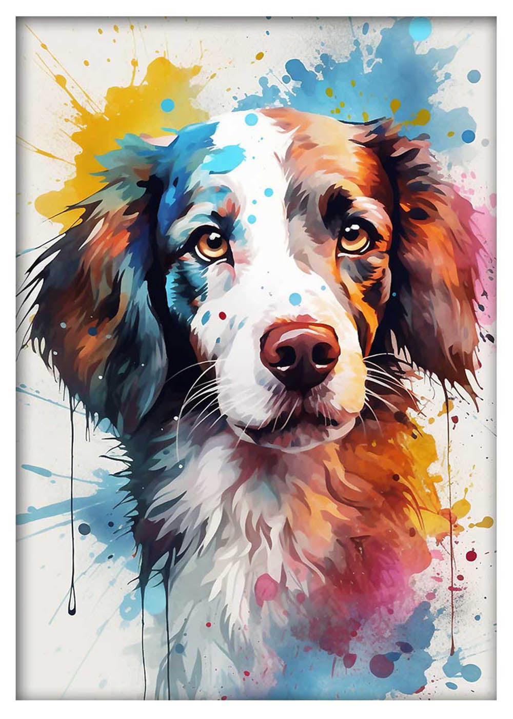 Color Splash Dog Portrait Canvas Art & Poster – T654 – AiPrintLab