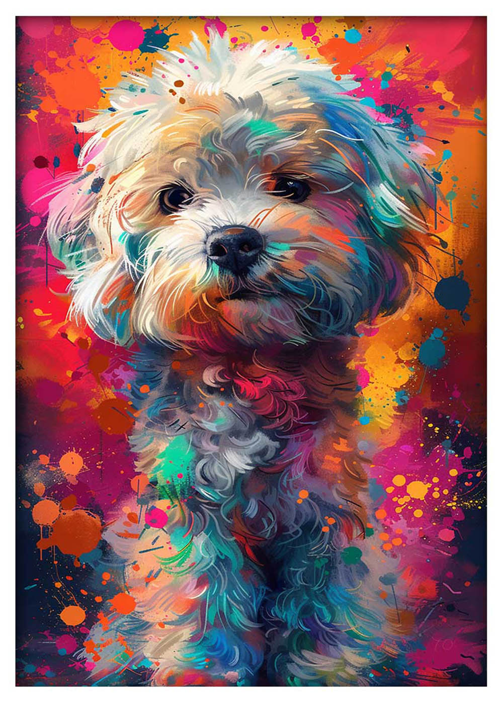 Color Splash Puppy – Vibrant Dog Canvas Wall Art Print – T935 – AiPrintLab