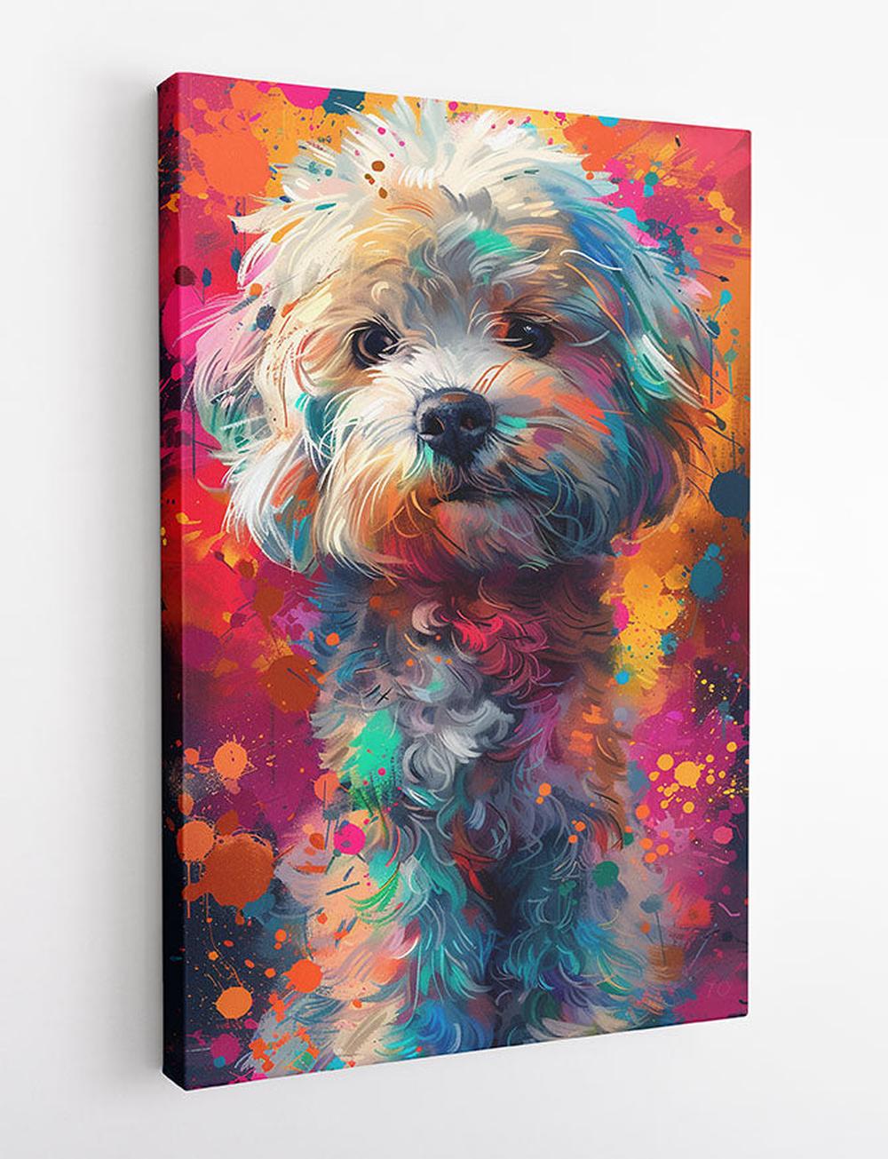 Color Splash Puppy – Vibrant Dog Canvas Wall Art Print – T935 – AiPrintLab