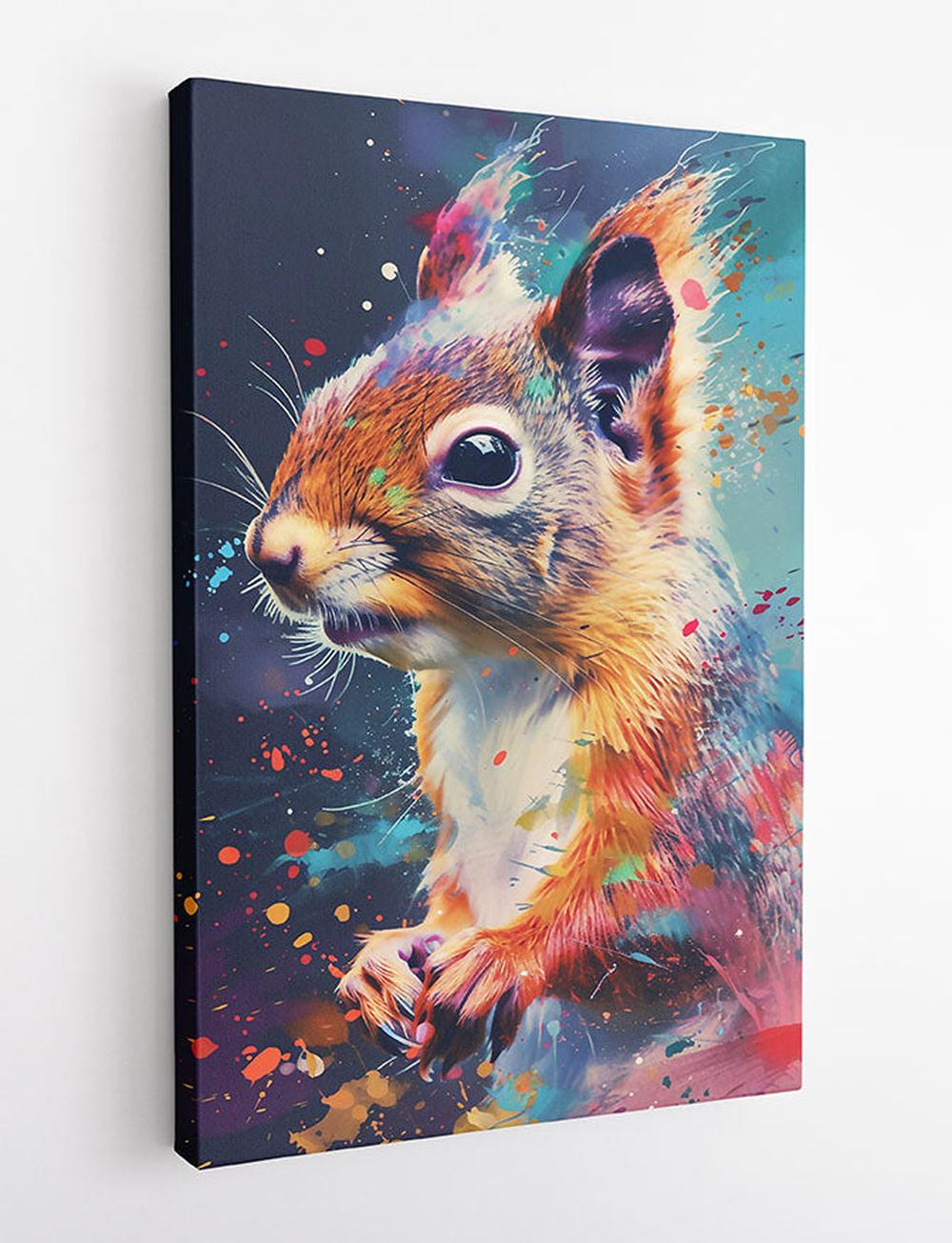 Color Splash Squirrel – Vibrant Animal Art Print, Canvas, and Wall Decor – T828 – AiPrintLab