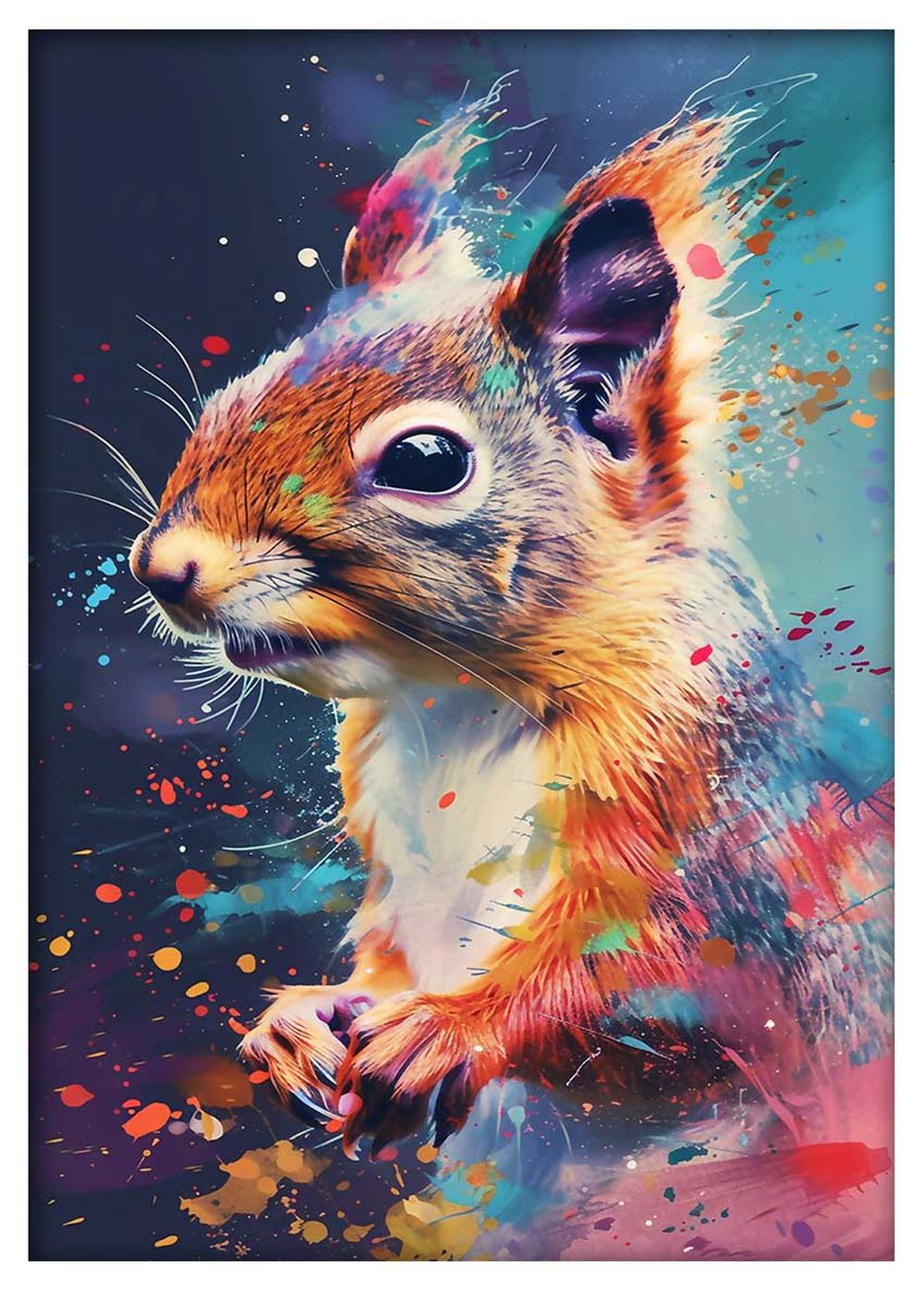 Color Splash Squirrel – Vibrant Animal Art Print, Canvas, and Wall Decor – T828 – AiPrintLab