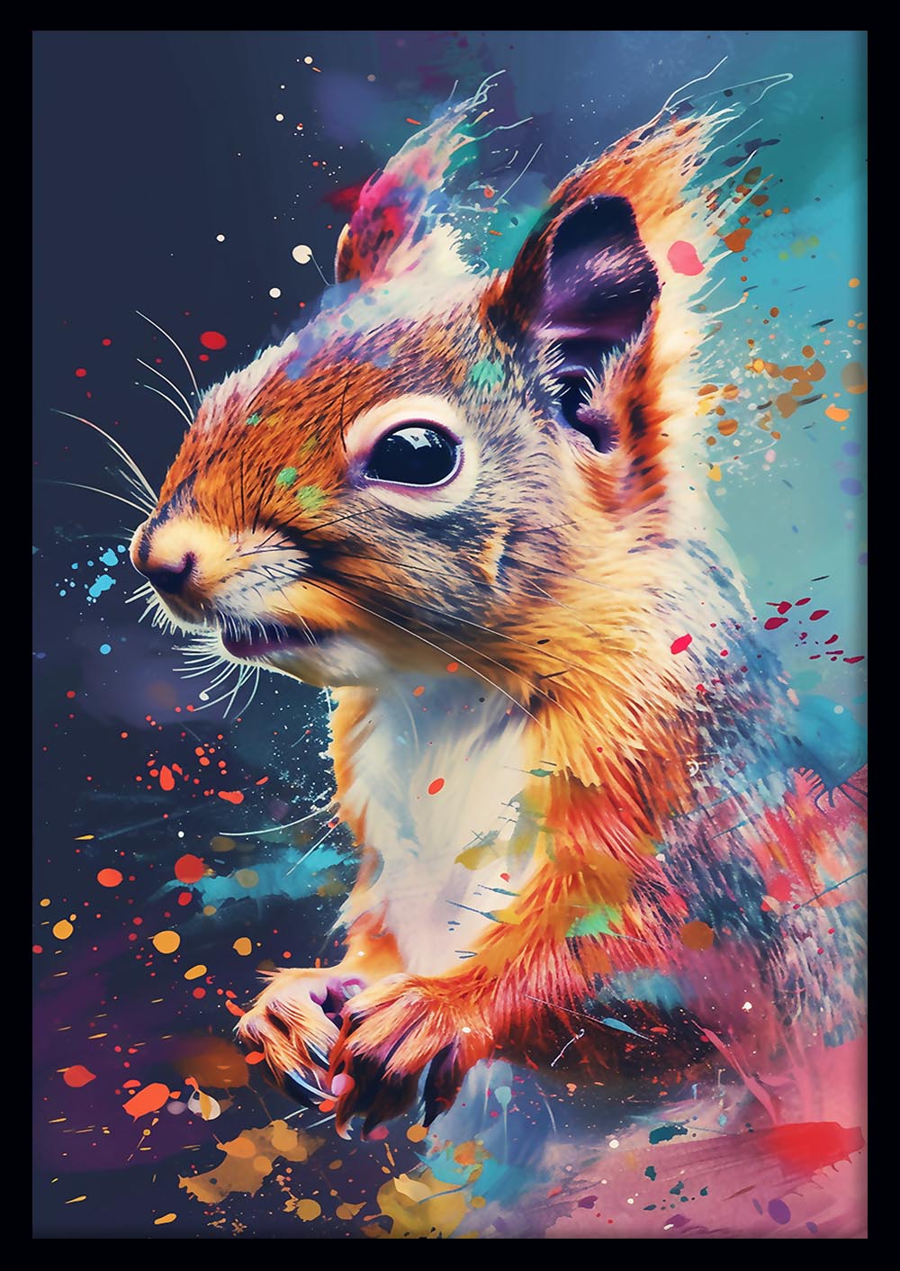 Color Splash Squirrel – Vibrant Animal Art Print, Canvas, and Wall Decor – T828 – AiPrintLab