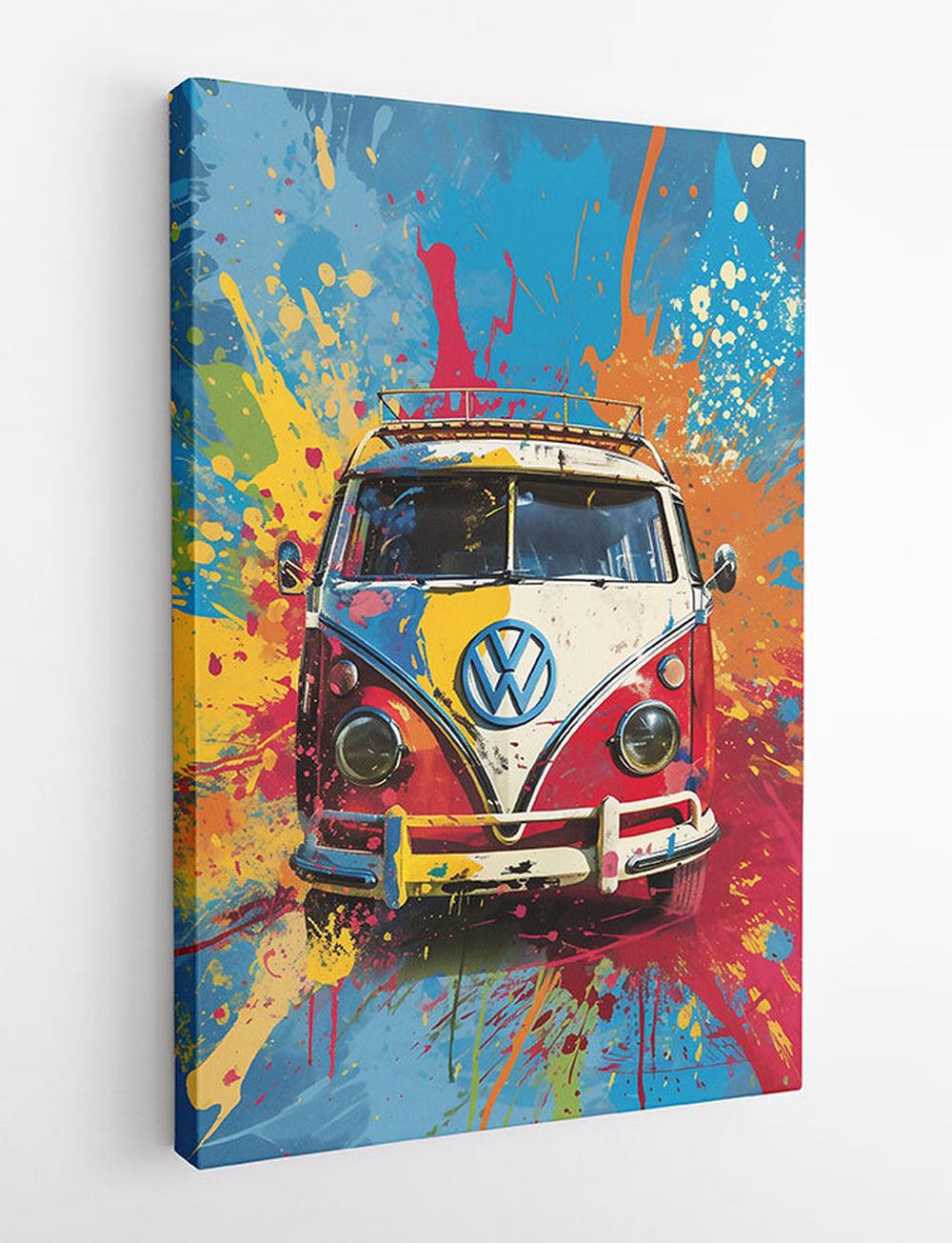 Color Splash VW Camper Van Art – Retro Bus Poster & Canvas Print – T796 – AiPrintLab