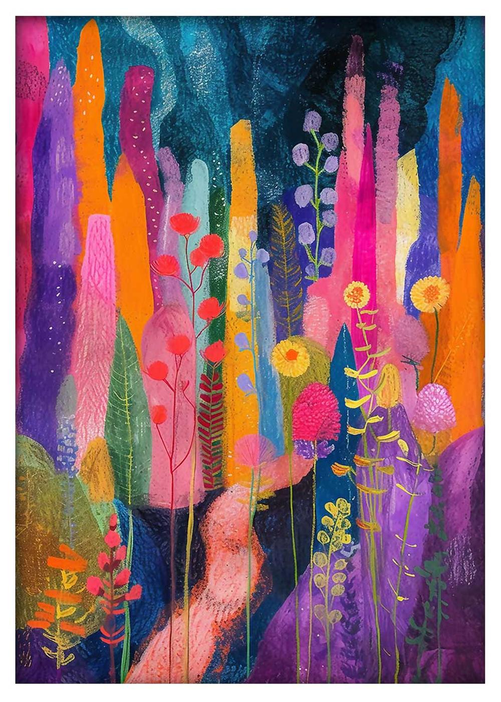 Colorful Abstract Fantasy Floral Canvas Art & Poster – T701 – AiPrintLab
