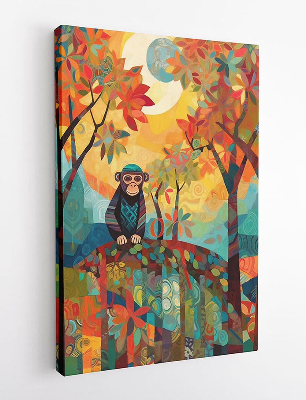 Colorful Abstract Monkey in Forest Art Print & Canvas – T746 – AiPrintLab