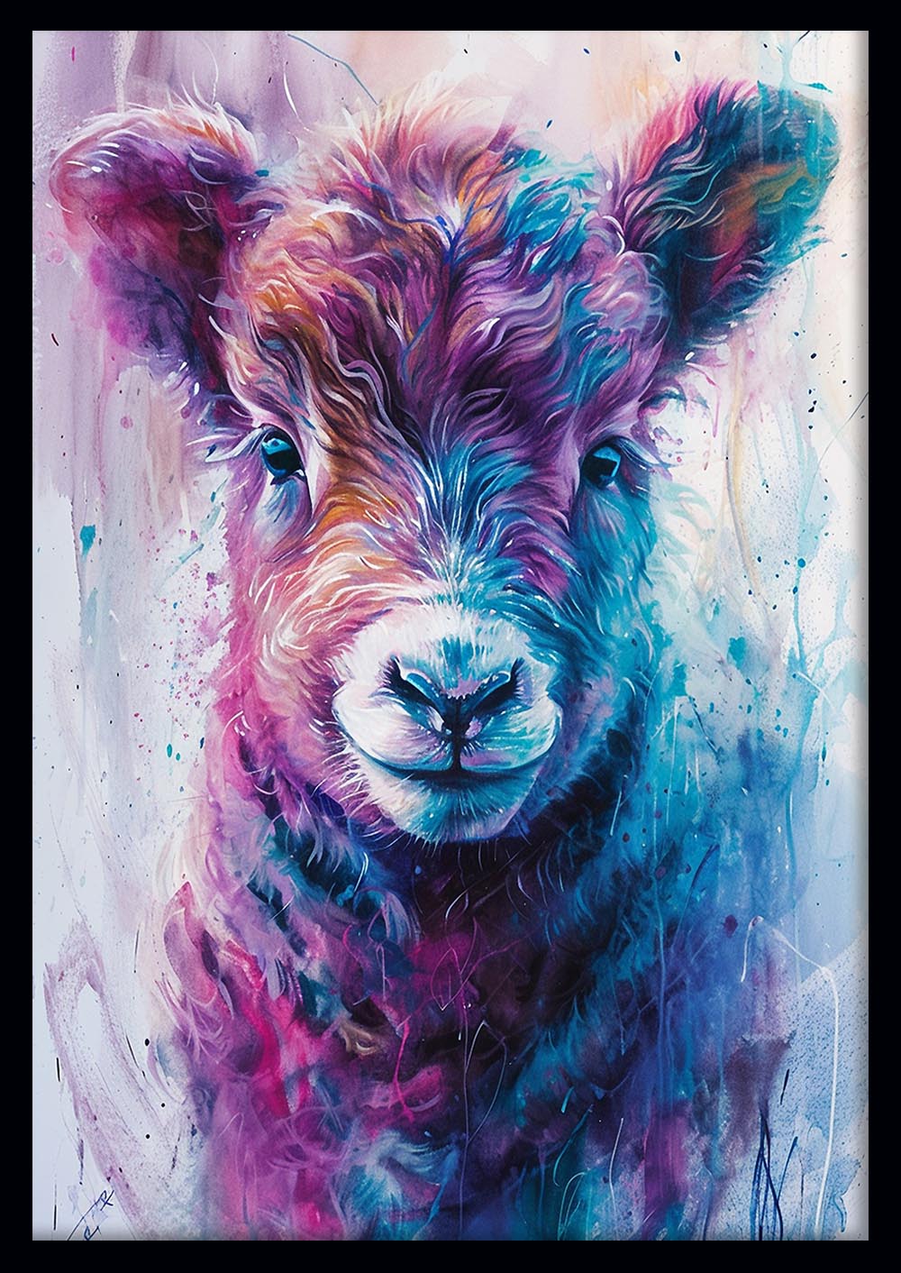 Colorful Baby Lamb – Watercolor Pastel Animal Canvas Wall Art – T947 – AiPrintLab