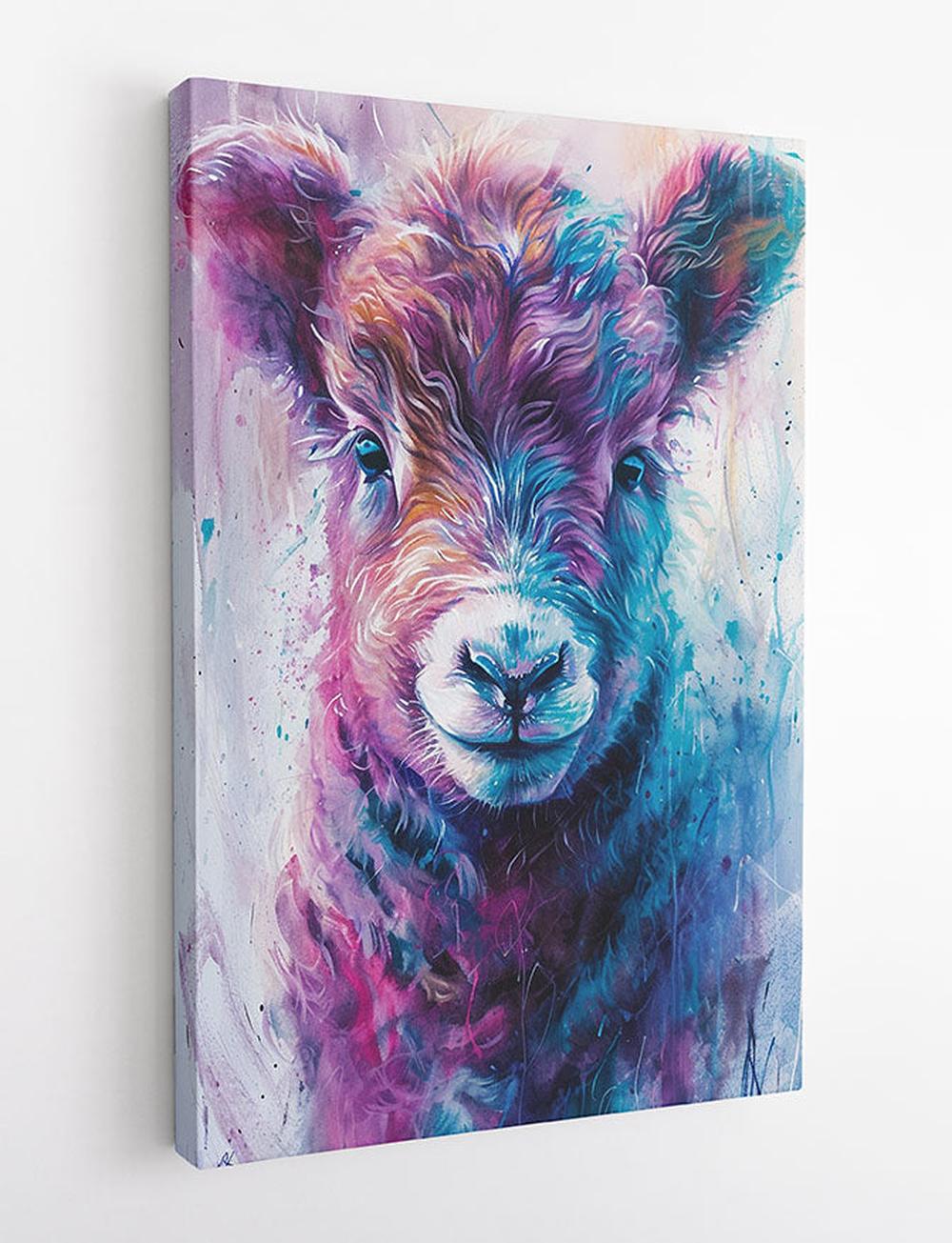 Colorful Baby Lamb – Watercolor Pastel Animal Canvas Wall Art – T947 – AiPrintLab