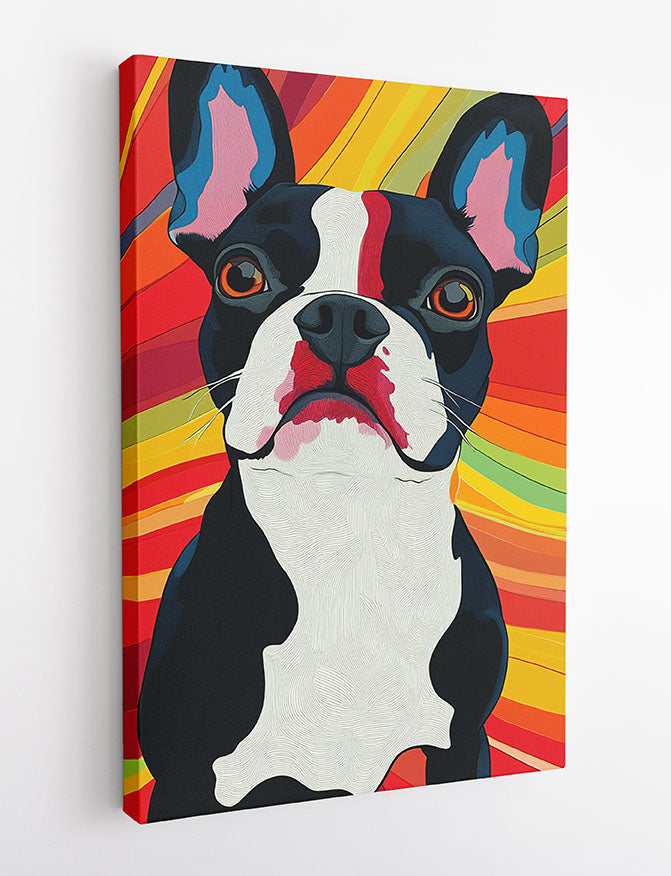 Colorful Boston Terrier Wall Art – Canvas and Poster Print – T1410 –