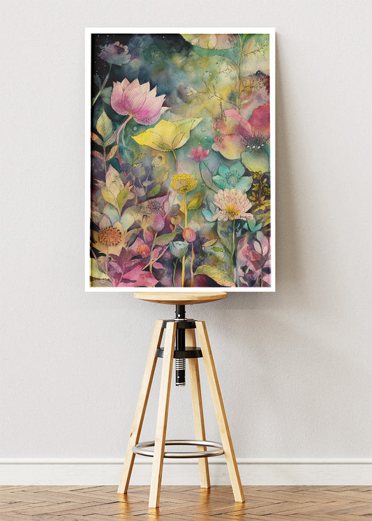 Colorful Botanical Garden Abstract Canvas & Poster Print – AI PRINT LAB