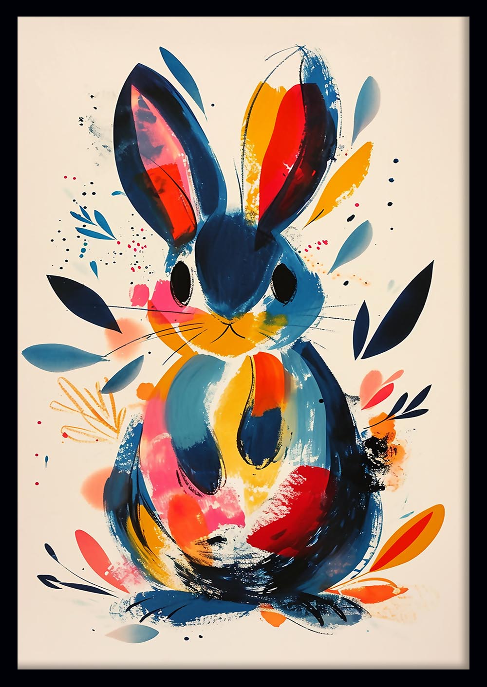 Colorful Bunny Canvas Art – Vibrant Rabbit Wall Print for Kids – T786 – AiPrintLab