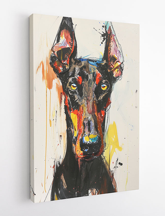 Colorful Doberman Portrait – Bold Dog Canvas & Poster Wall Art – T1164 – AiPrintLab