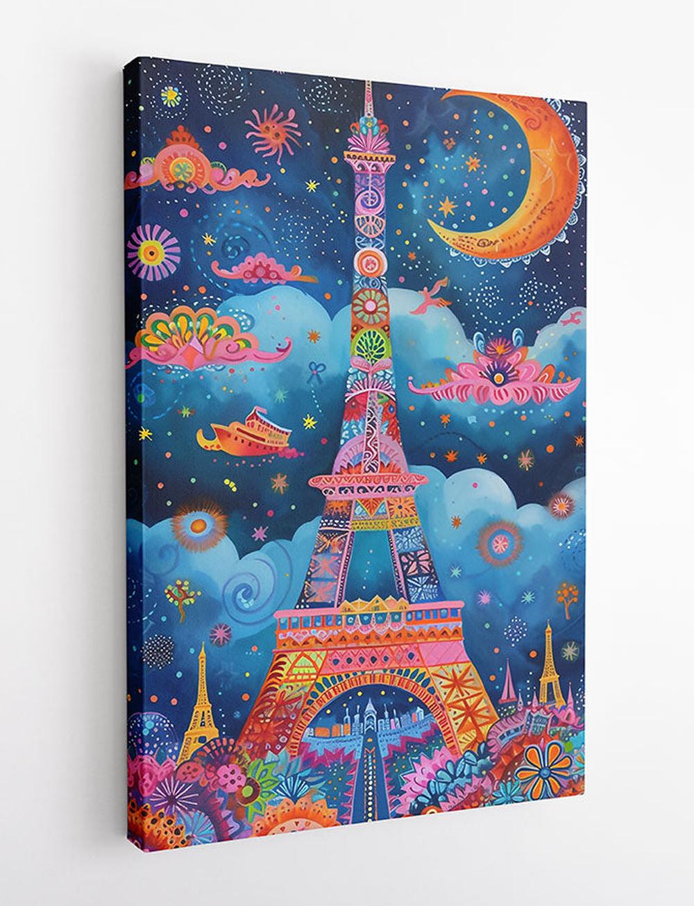 Colorful Eiffel Tower Fantasy Art – Dreamy Paris Canvas & Poster – T856 – AiPrintLab