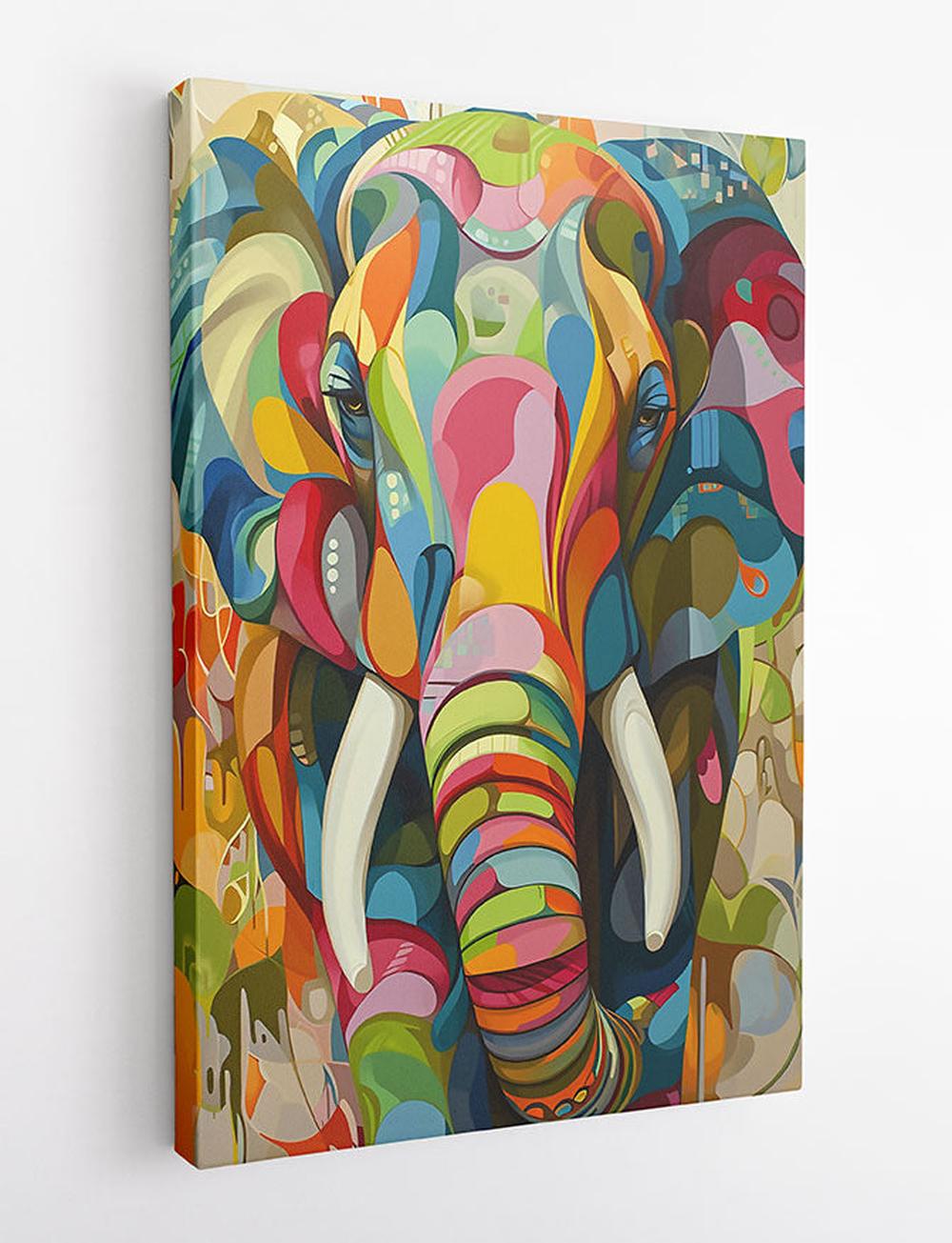 Colorful Elephant Expression – Abstract Jungle Animal Canvas Wall Art – T860 – AiPrintLab