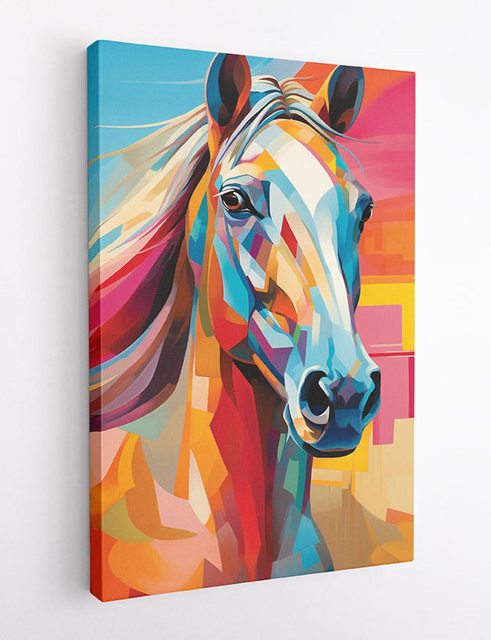 Colorful Geometric Horse Portrait Wall Art Print – T515 – AiPrintLab